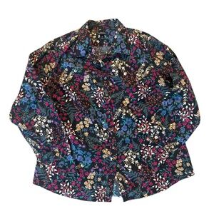 Lands' End Multicolor Floral Button up 100% cotton Size 16